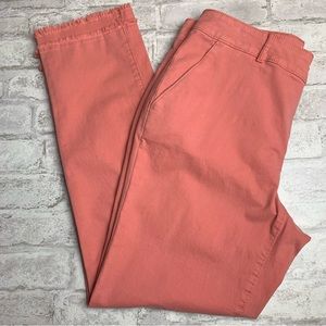 NWOT Loft Pink Peach Chino Pants Raw Hem 8